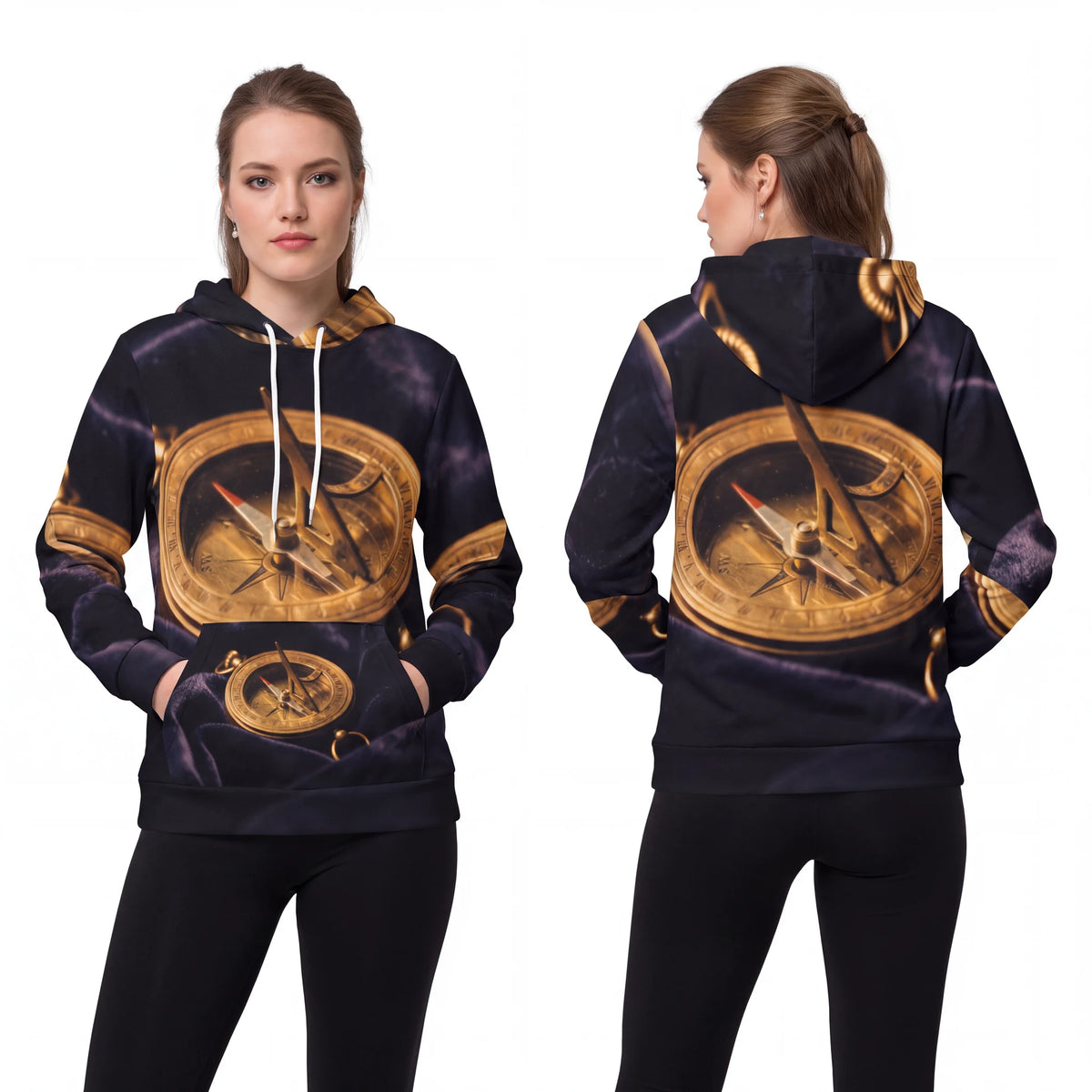 Women's Fashion Hoodie with Vintage Sundial