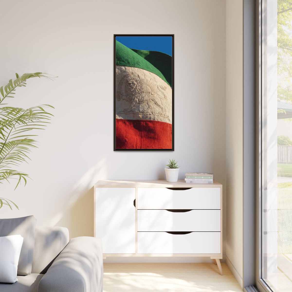 Matte Canvas, Framed - Vintage Persian Lion and Sun Heritage...