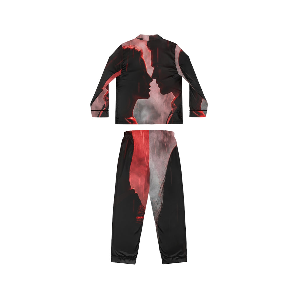 Women's Satin Pajamas with Rainy Lovers Art