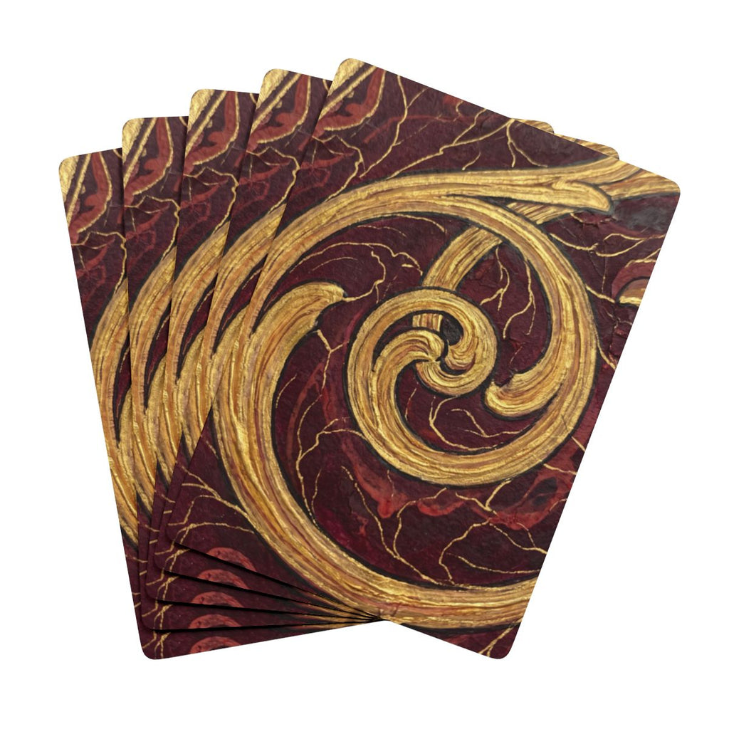 Poker Playing Cards - Gilded Crimson Filigree Antique Scroll...
