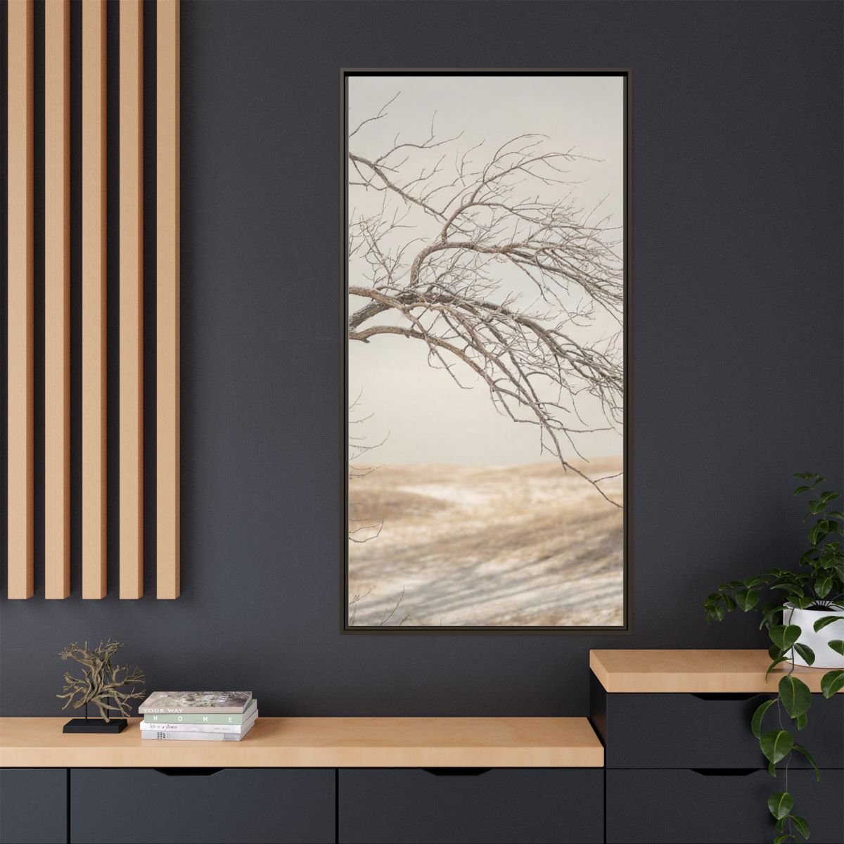 Matte Canvas, Framed - Winter Branch Solitude Landscape —......