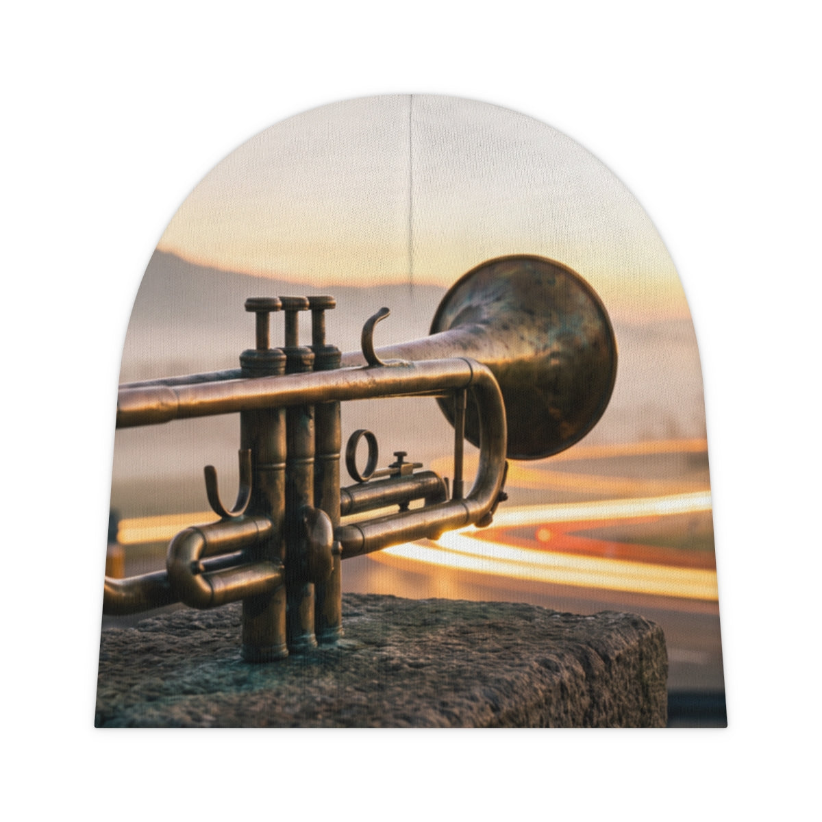 Baby Beanie with Golden Brass Trumpet Art