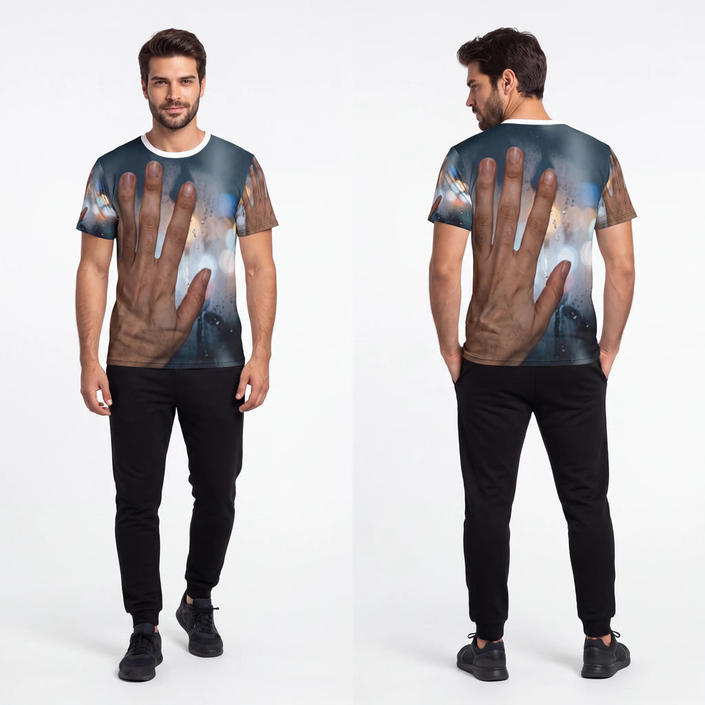 Men's Cut and Sew Tee Rainy City Window Art