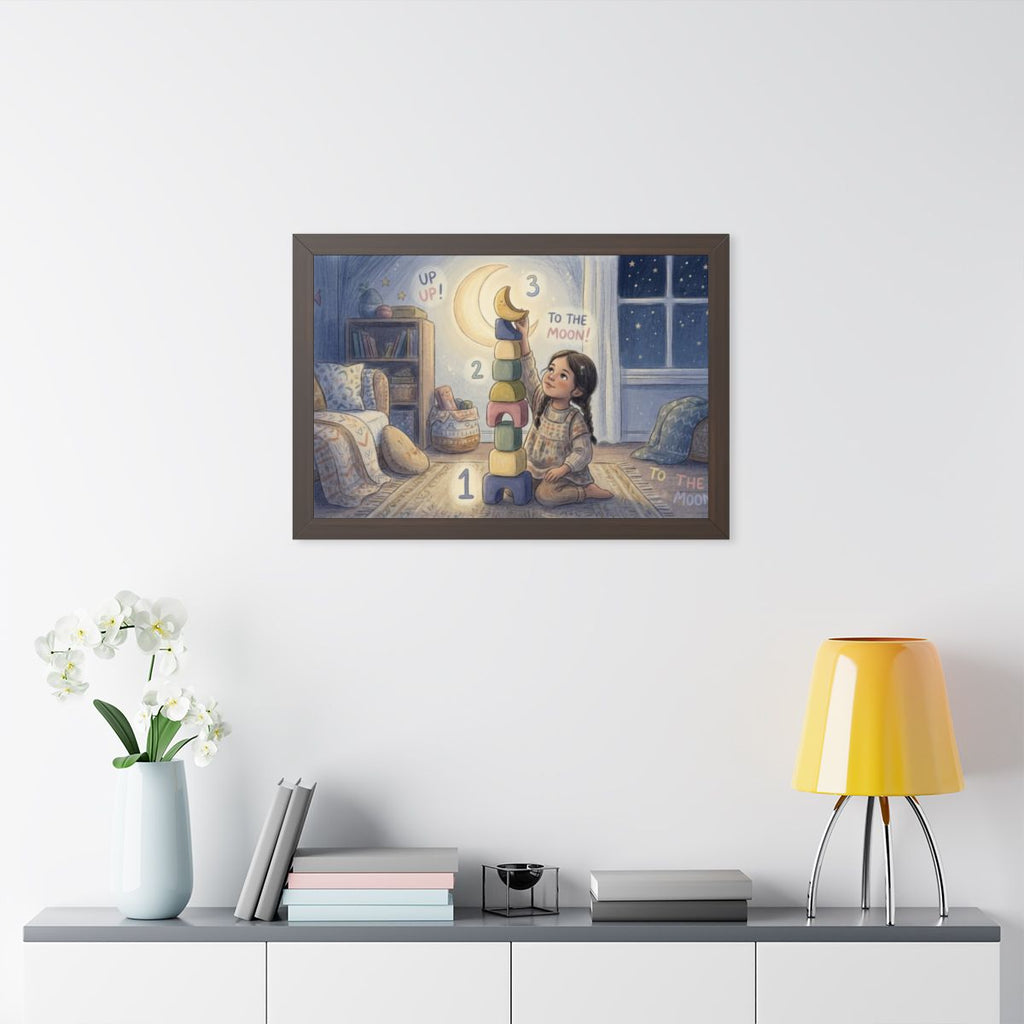 Framed Horizontal Poster - Moonlit Horizon — Walnut (14×11...