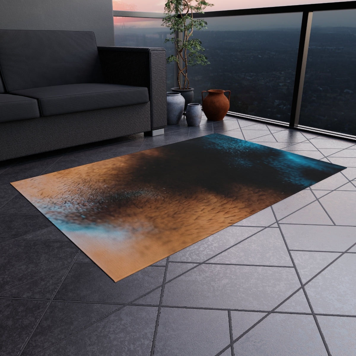 Outdoor Rug - Cyberpunk Patio | Echovira Gallery