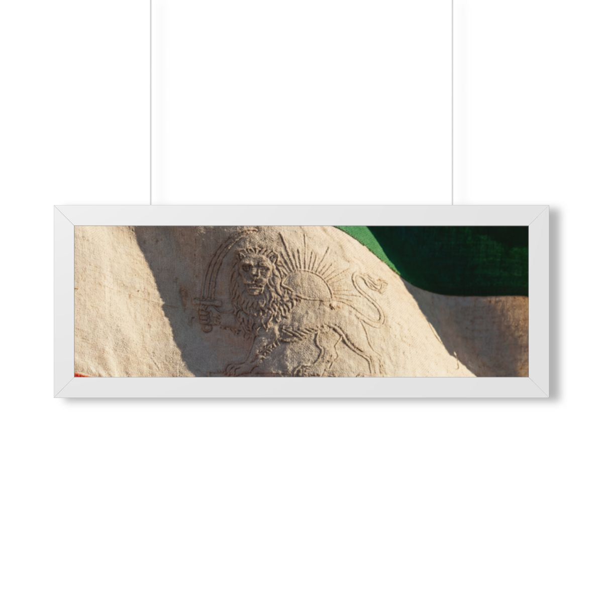 Framed Horizontal Poster - Vintage Persian Lion and Sun Flag...