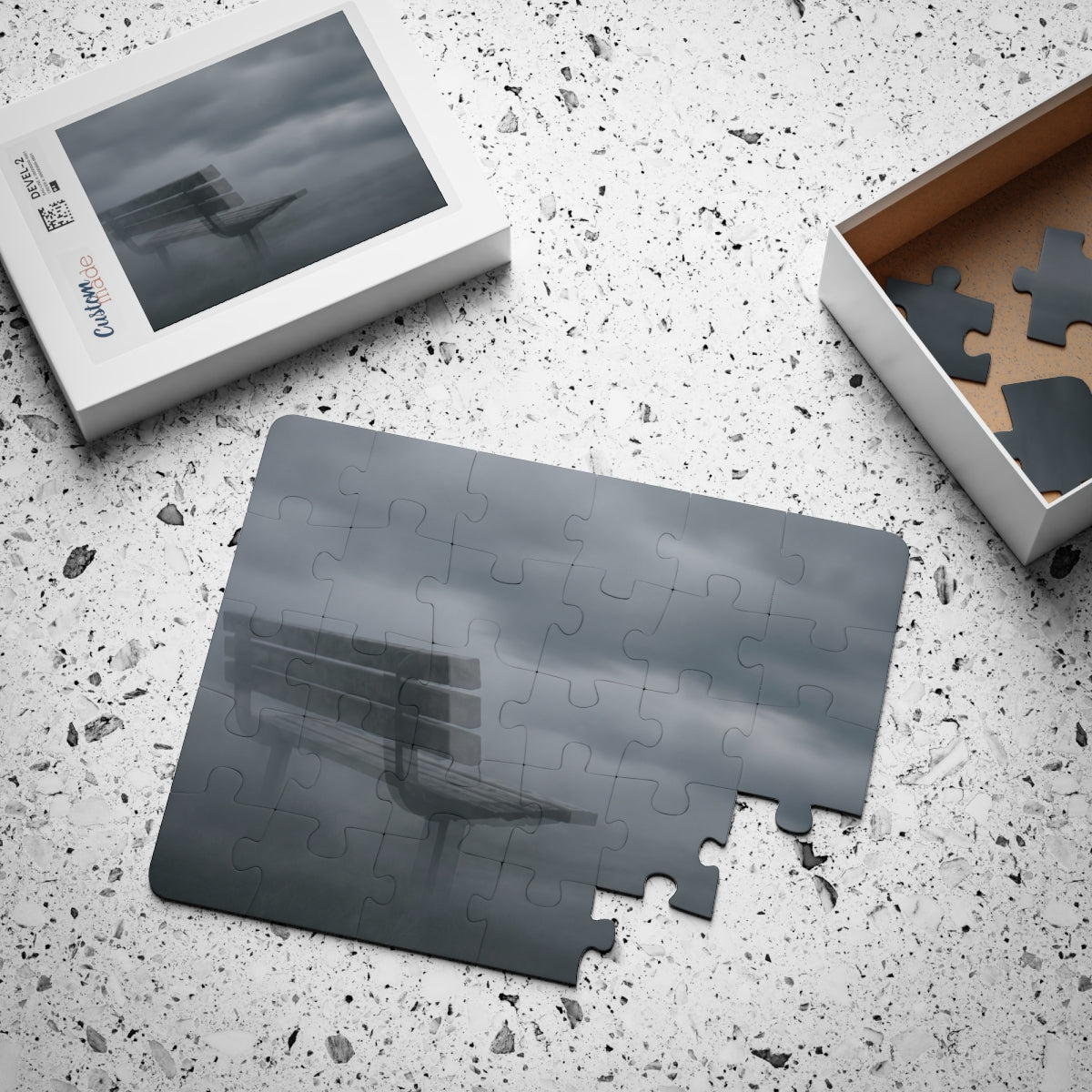 Kids' Puzzle with Moody Fog Bench Landscape