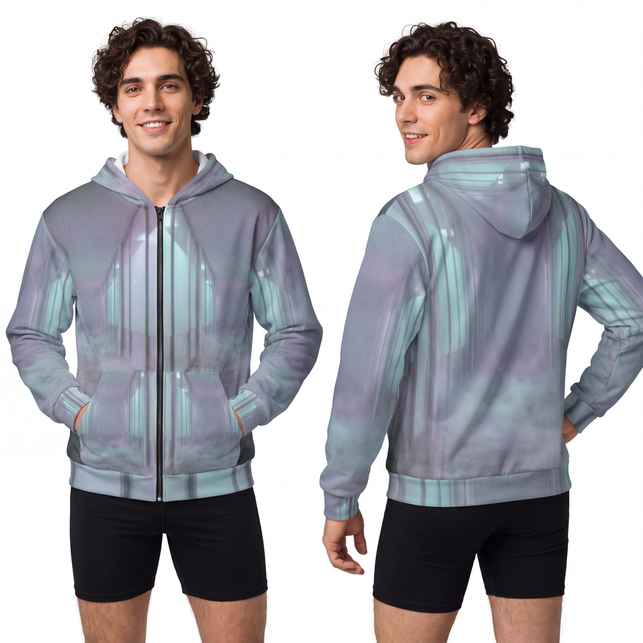 Men's Zip Hoodie - Liminal Office Fog