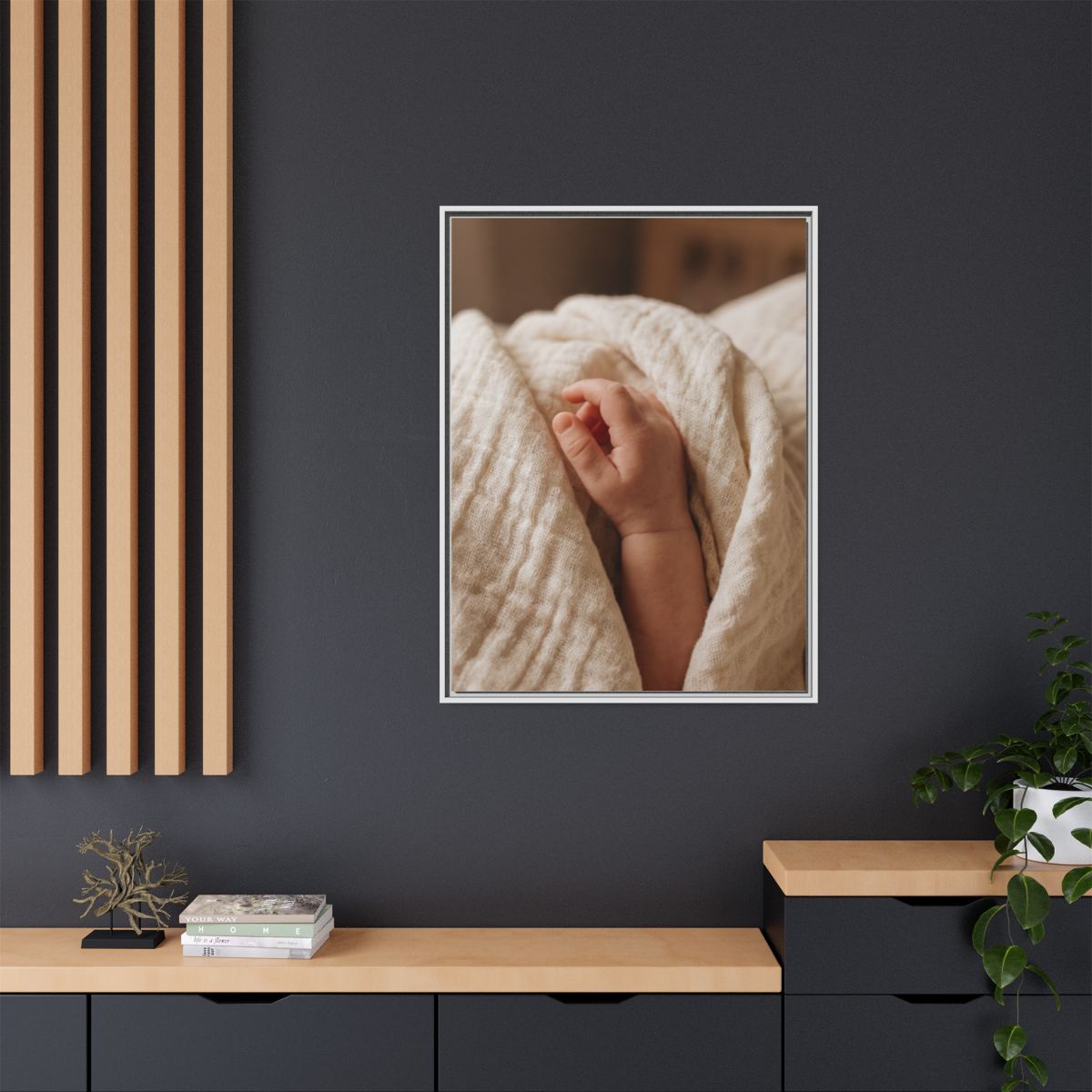 Framed Matte Canvas - Tender Newborn Hand (8×10, 9×12... |...