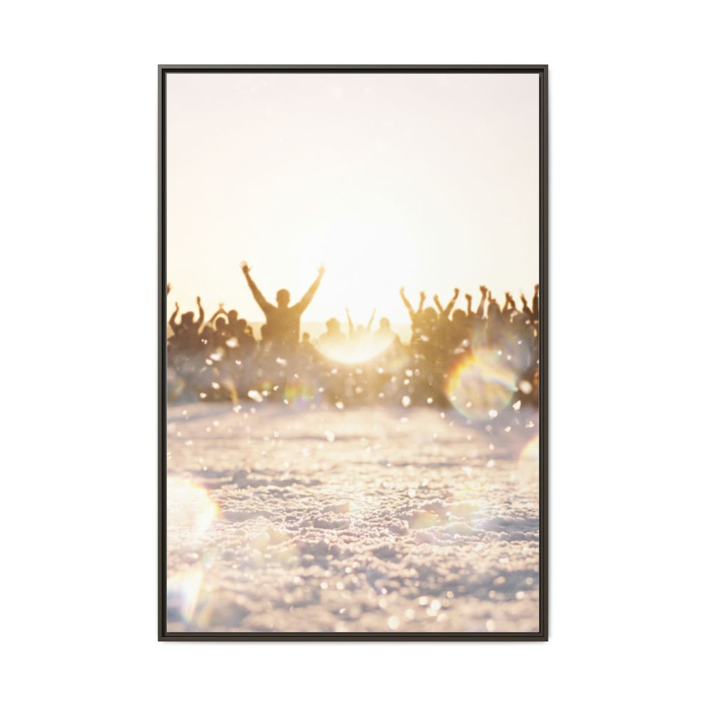 Espresso Framed Canvas Golden Hour Crowd Portrait