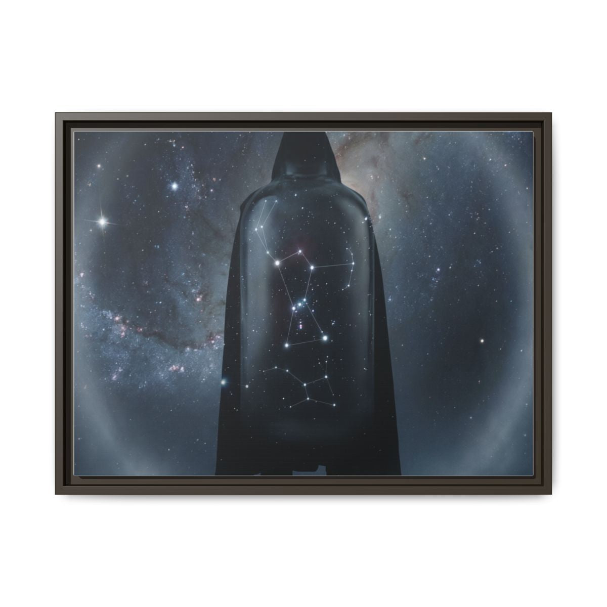 Framed Matte Canvas - Cosmic Sentinel — Espresso / 1.25" (10×8, 12×9, 14×11, 16×12, 20×10, 18×12, 20×16, 24×16, 24×18, 36×12, 24×20, 32×16, 30×20, 30×24, 32×24, 48×16, 36×24, 48×24, 40×30, 60×20, 48×32, 60×30 & 60×40)
