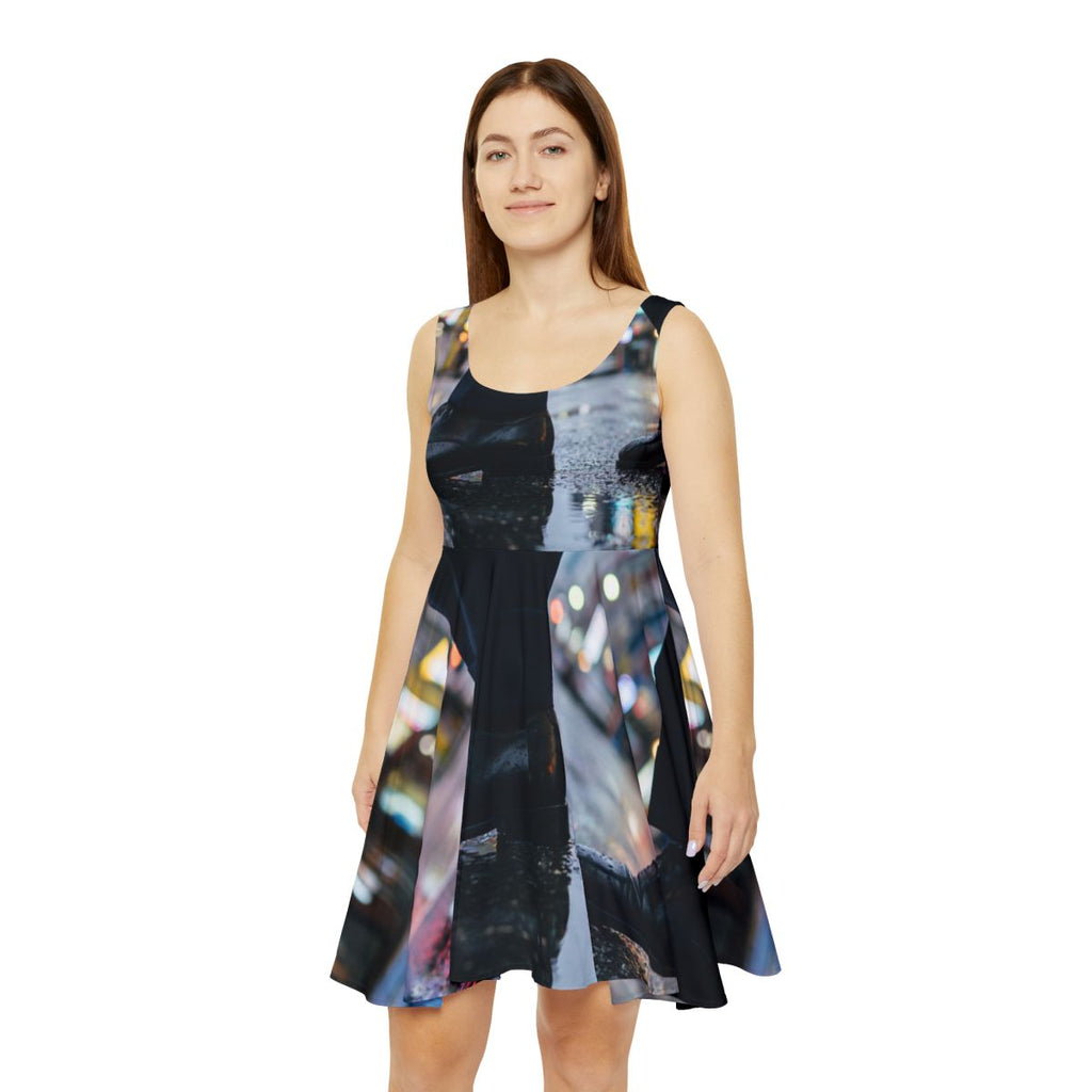 Women's Skater Dress - Neon Rain Reflection | Echovira...