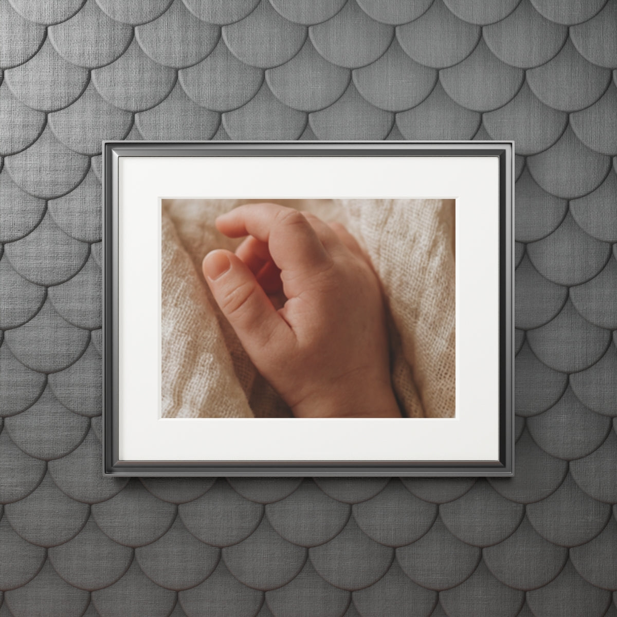 Fine Art Prints - Tender Newborn Hand in Soft Muslin Blanket...