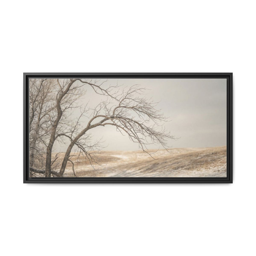 Framed Canvas Art - Minimalist Winter — Black / 1.25"
