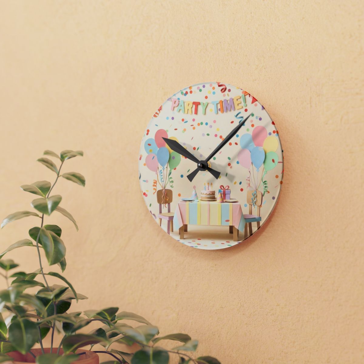 Acrylic Wall Clock - Party Time Whimsy | Echovira Gallery