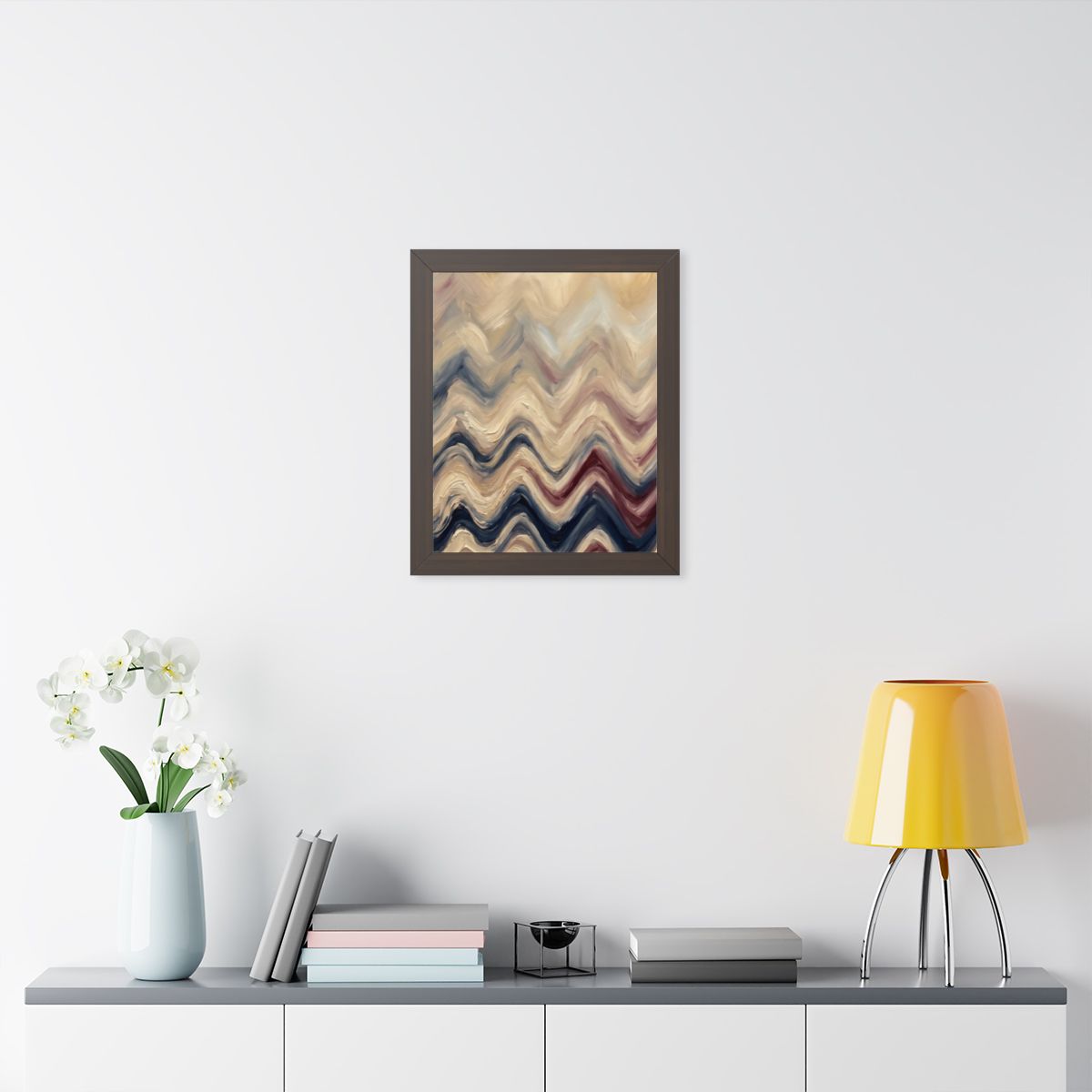 Framed Vertical Poster - Earth Chevron Wave — Walnut (11×14...