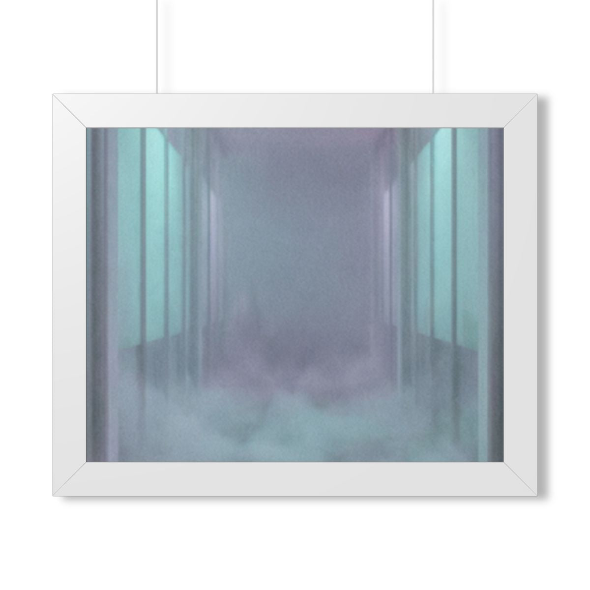 Framed Horizontal Poster - Liminal Corridor Fog Art Print —...