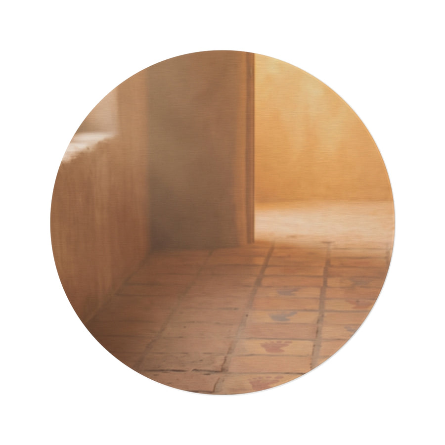 Round Rug - Painted Footprints in Sun-Drenched Adobe Hallway Art