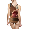 One-Piece Swimsuit with Minimalist Clay Art
