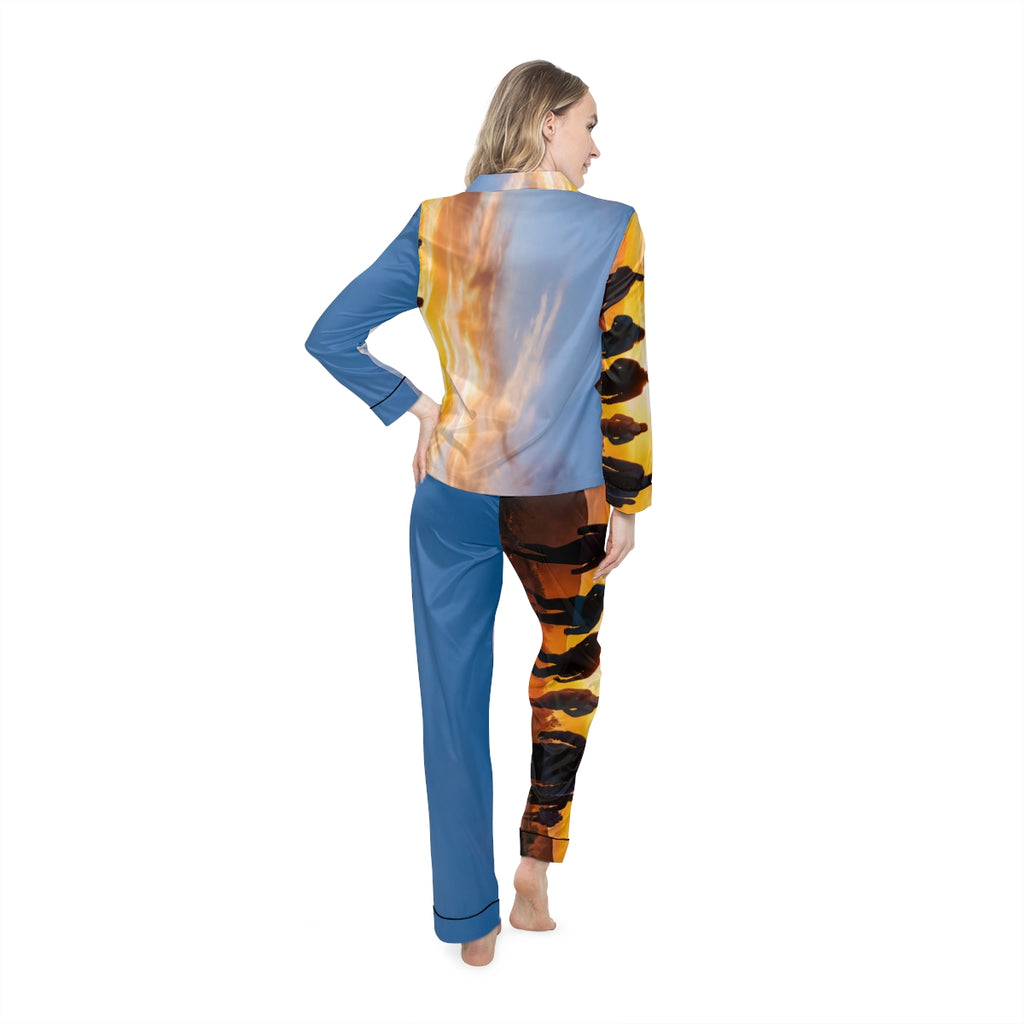 Women's Satin Pajamas - Sunset Ridge | Echovira Gallery