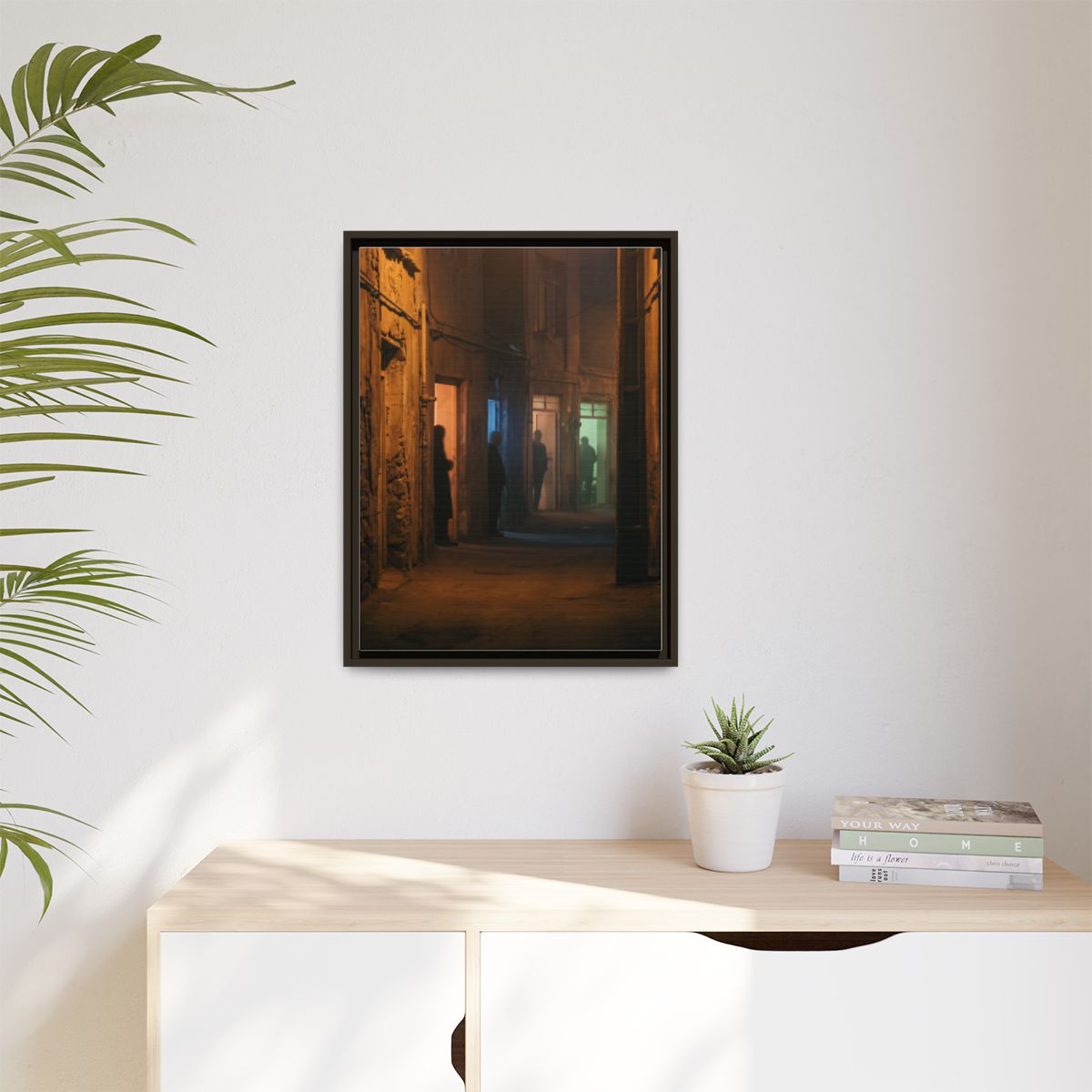 Matte Canvas, Framed - Shadowed Alleyway Mystery Art Print...