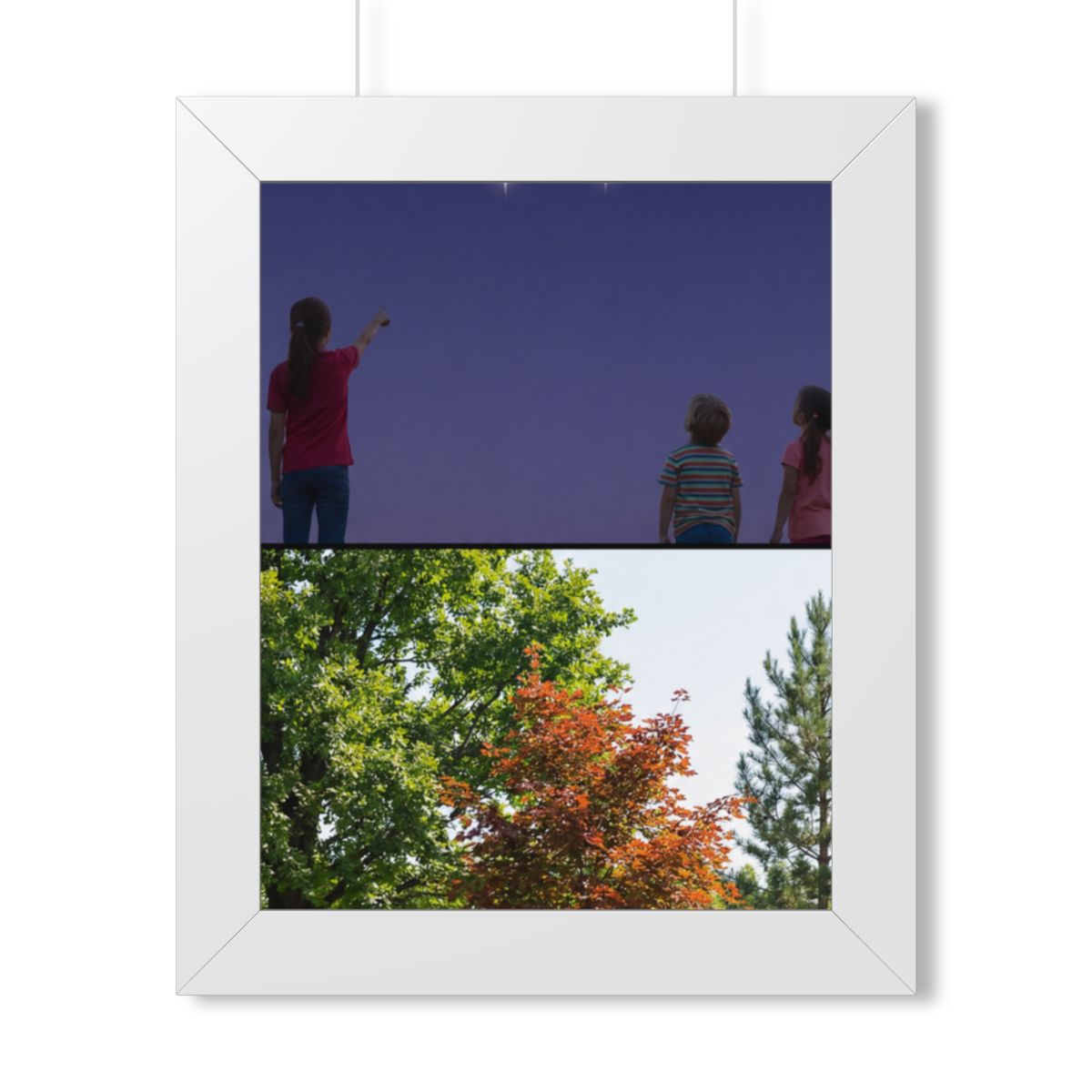 Framed Vertical Poster - Stardust & Forest Discovery — White...