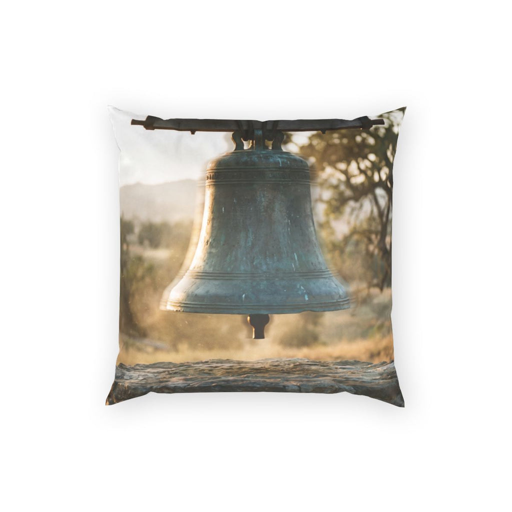 Poly Velvet Pillow - Rustic Bell at Golden Hour Wall Decor |...