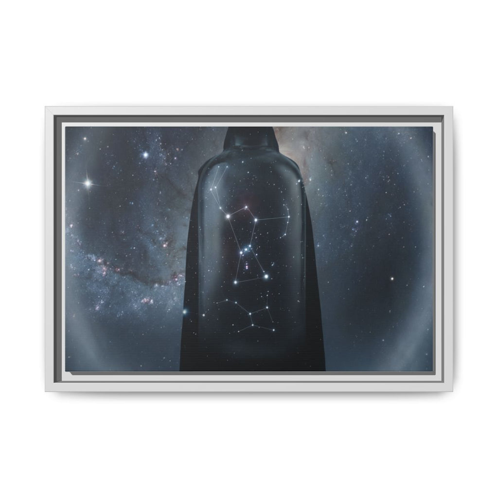 Framed Matte Canvas - Cosmic Sentinel — White / 1.25" (10×8, 12×9, 14×11, 16×12, 20×10, 18×12, 20×16, 24×16, 24×18, 36×12, 24×20, 32×16, 30×20, 30×24, 32×24, 48×16, 36×24, 48×24, 40×30, 60×20, 48×32, 60×30 & 60×40)