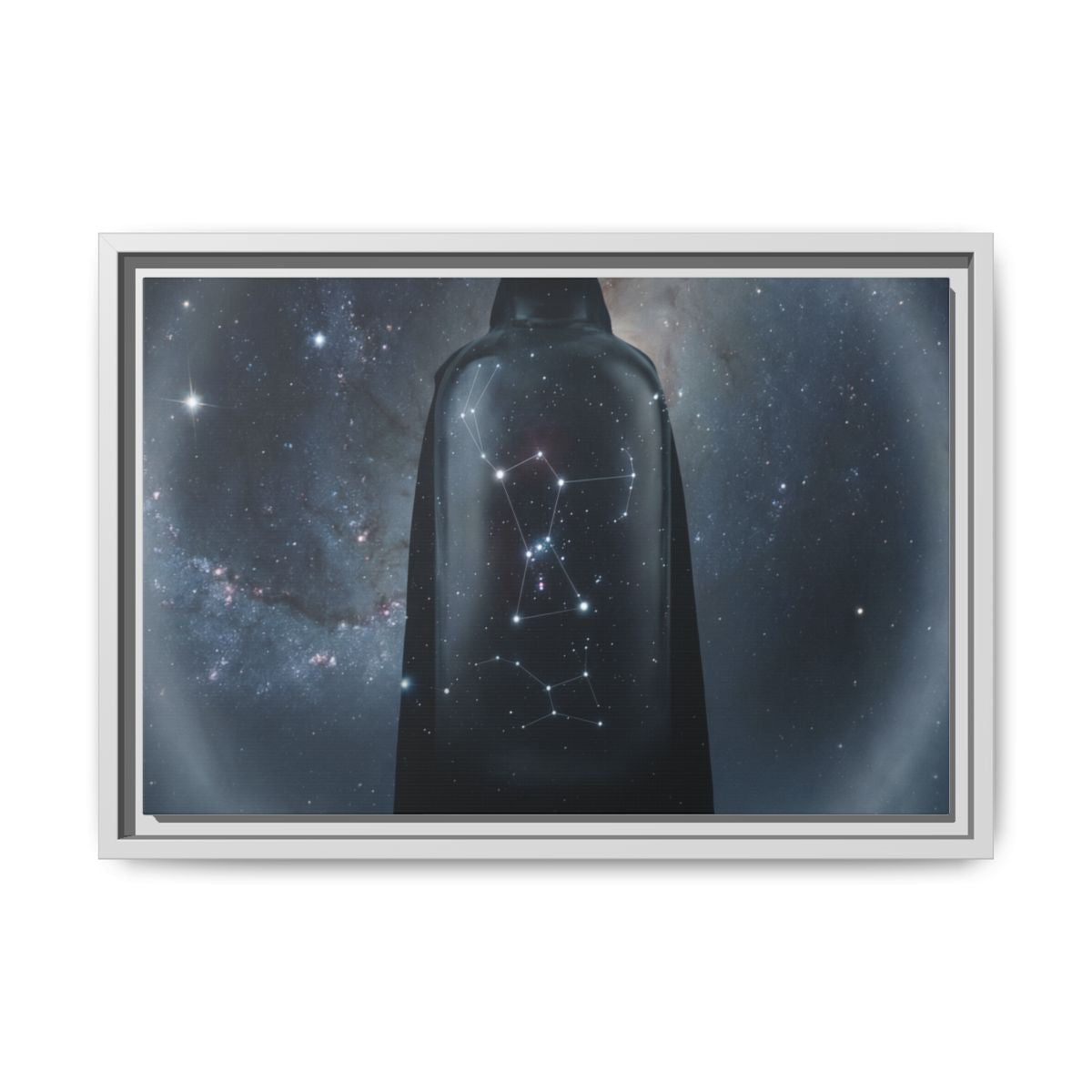 Framed Matte Canvas - Cosmic Sentinel — White / 1.25" (10×8, 12×9, 14×11, 16×12, 20×10, 18×12, 20×16, 24×16, 24×18, 36×12, 24×20, 32×16, 30×20, 30×24, 32×24, 48×16, 36×24, 48×24, 40×30, 60×20, 48×32, 60×30 & 60×40)