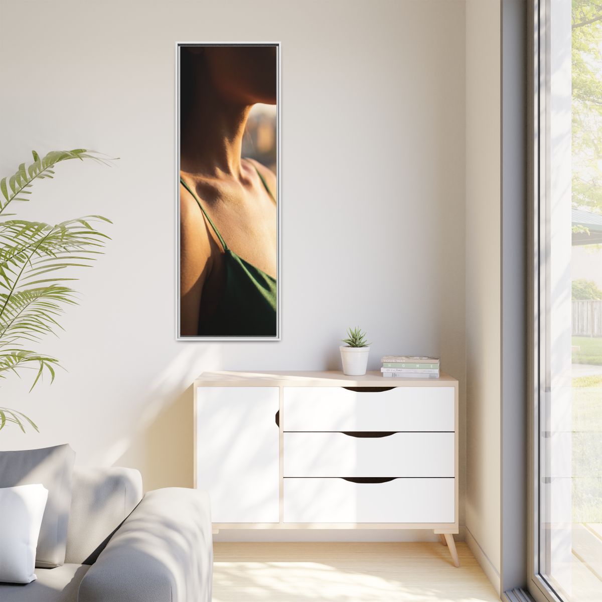 Golden Hour Matte Canvas - Framed Sunset Wall Art — White /...