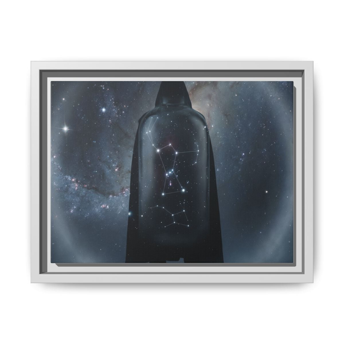 Framed Matte Canvas - Cosmic Sentinel — White / 1.25" (10×8, 12×9, 14×11, 16×12, 20×10, 18×12, 20×16, 24×16, 24×18, 36×12, 24×20, 32×16, 30×20, 30×24, 32×24, 48×16, 36×24, 48×24, 40×30, 60×20, 48×32, 60×30 & 60×40)