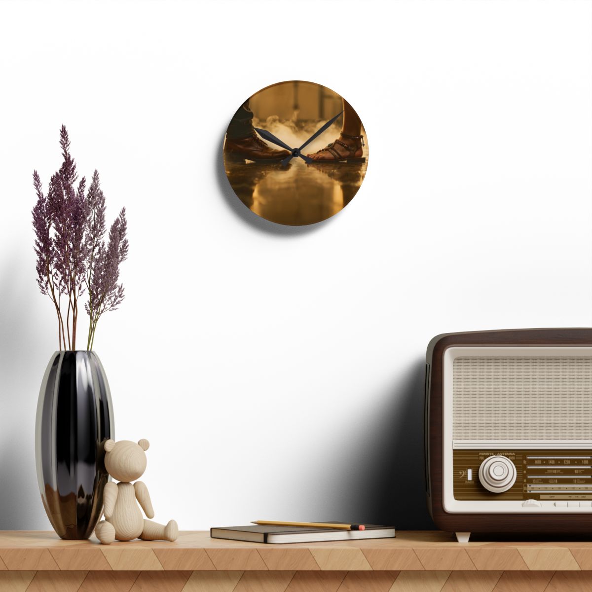 Acrylic Wall Clock - Golden Hour Encounters | Echovira...
