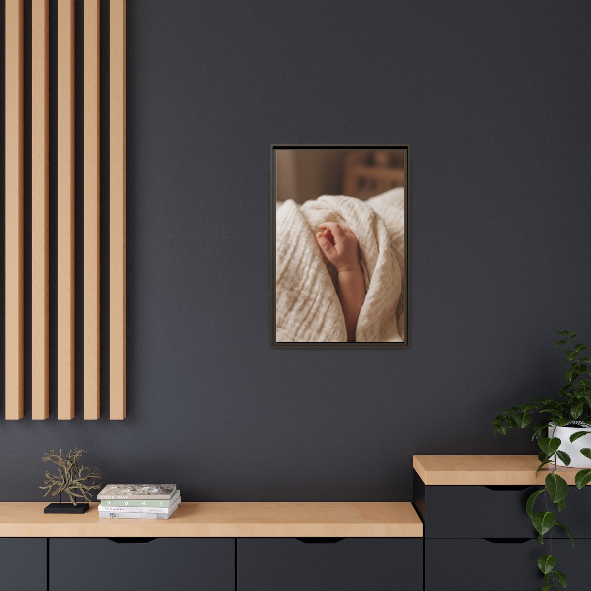 Framed Matte Canvas - Tender Newborn Hand (8×10, 9×12... |...