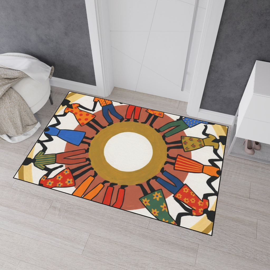 Heavy Duty Floor Mat - Unity Mandala Folk Art | Echovira...