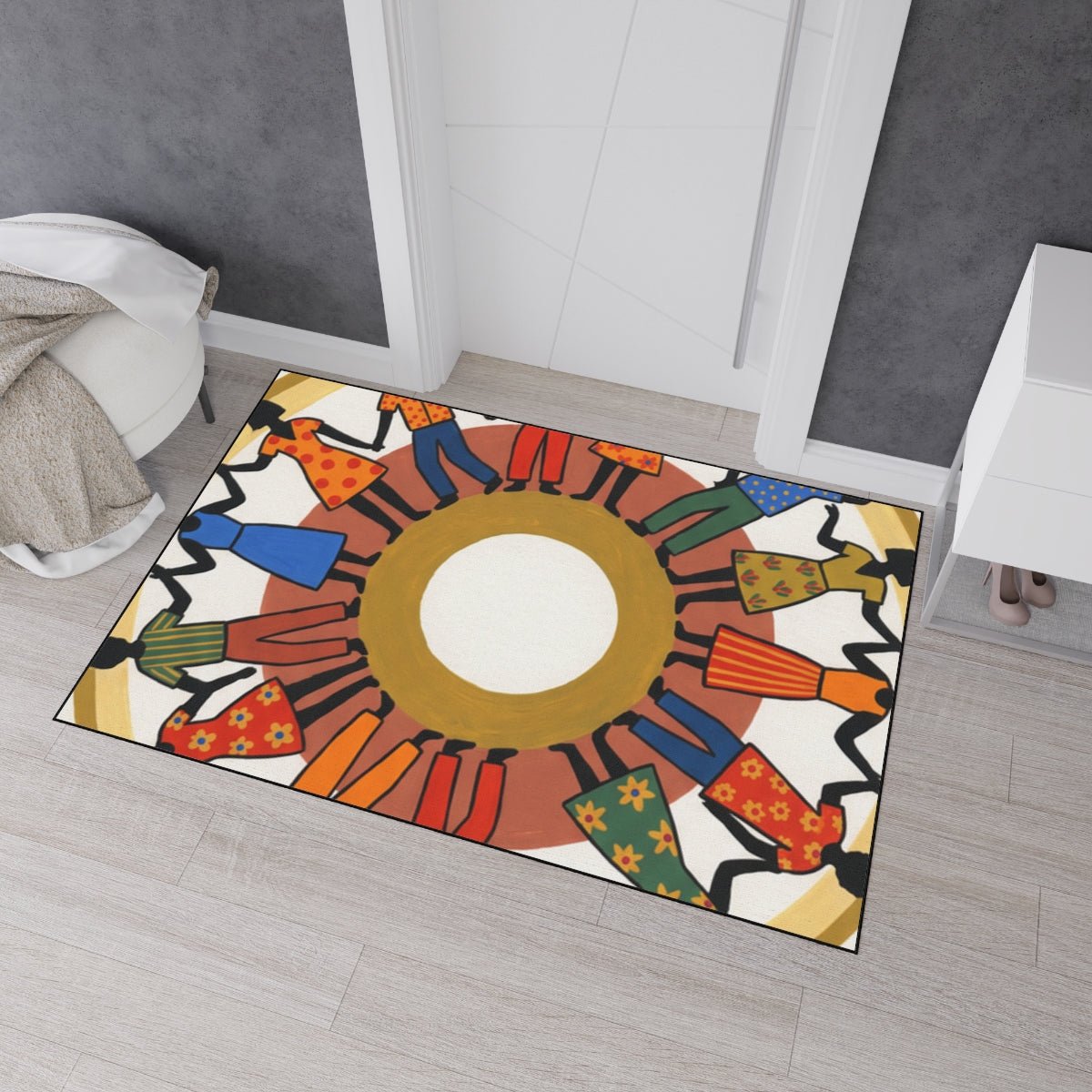 Heavy Duty Floor Mat - Unity Mandala Folk Art | Echovira...