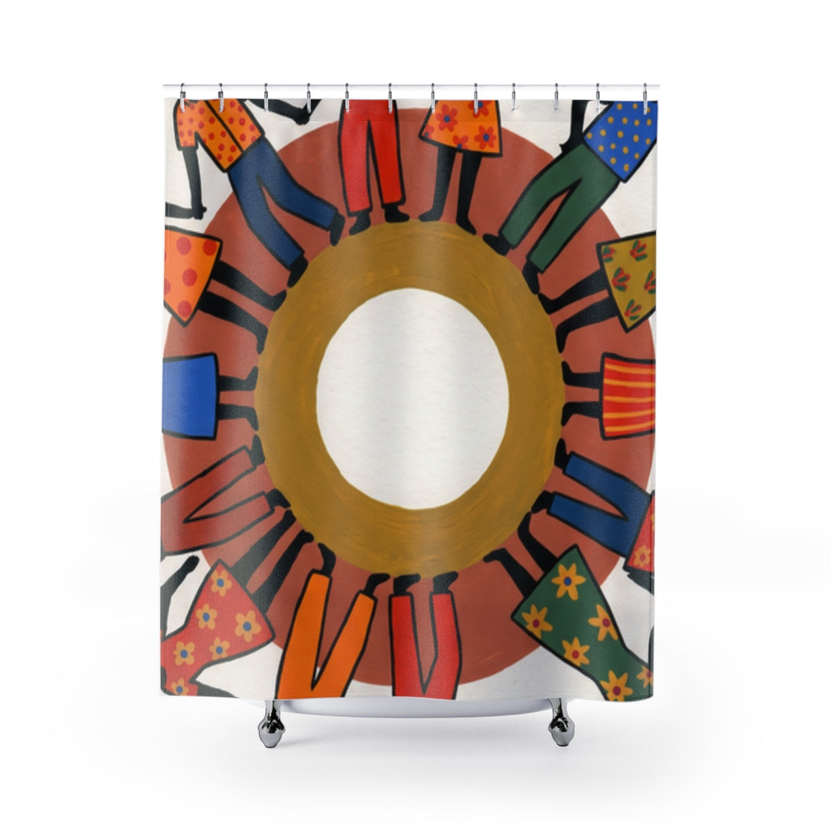 Shower Curtain - Unity Mandala Folk Art | Echovira Gallery