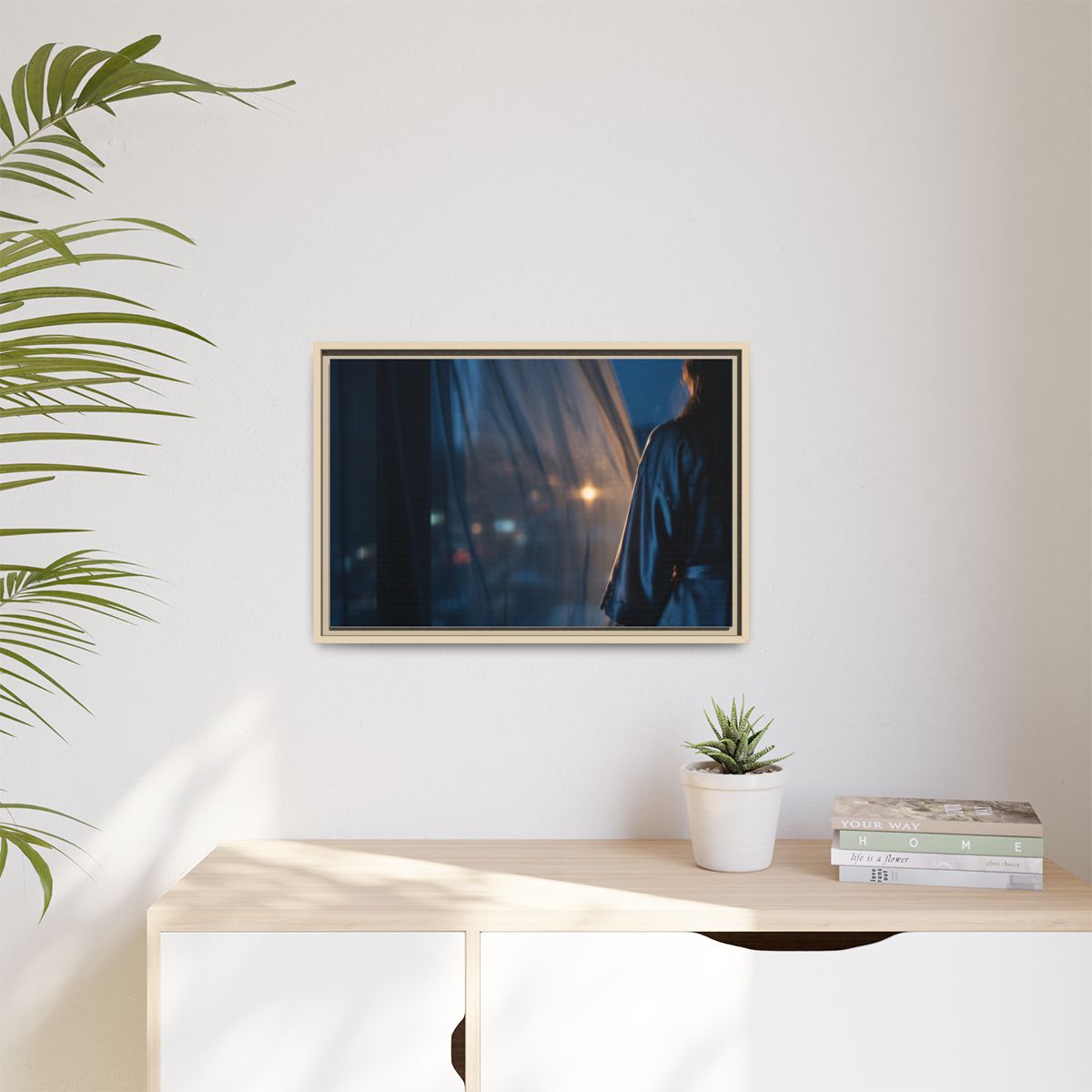 Matte Canvas, Framed - Nocturnal Solitude Silhouette —... |...