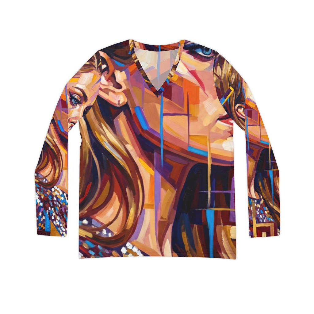 Women's Long Sleeve V-Neck - Shattered Elegance | Echovira...