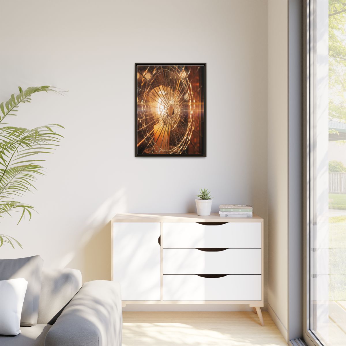 Matte Canvas, Framed - Golden Fractured Art — Espresso /......