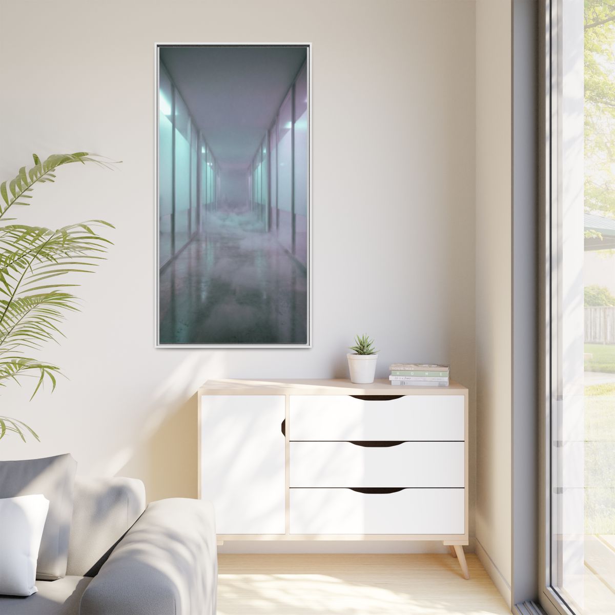 Matte Canvas, Framed - Liminal Corridor Fog Art Print —... |...