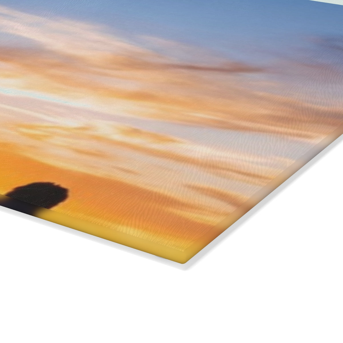 Glass Cutting Board - Sunset Mountain | Echovira Gallery
