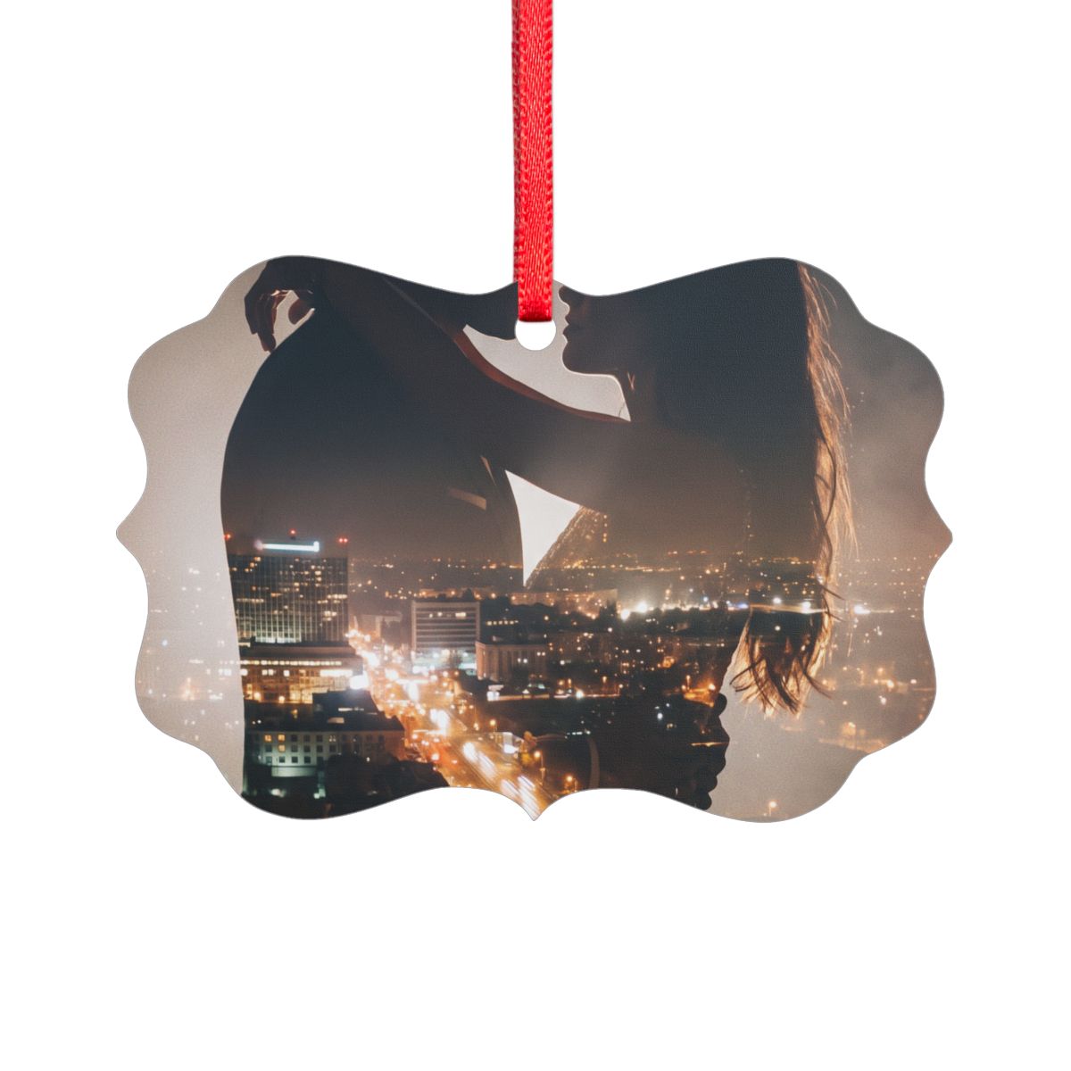 Acrylic Ornament - City Skyline Kiss | Echovira Gallery