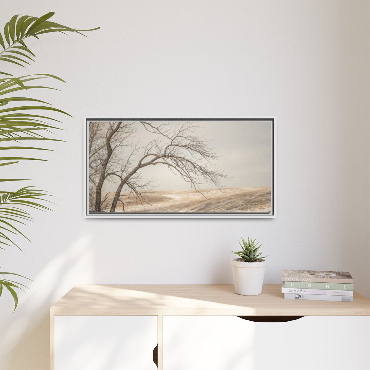 Matte Canvas, Framed - Winter Branch Solitude Landscape —......