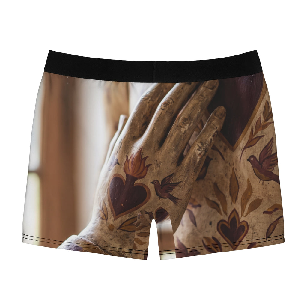 Men's Boxer Briefs - Sacred Heart Antique Folk Art Statue......