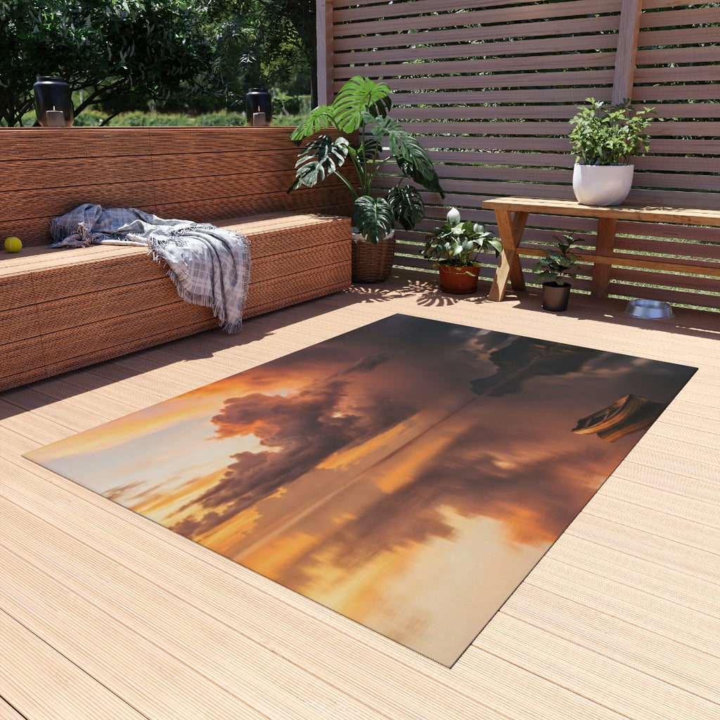 Outdoor Rug - Sunset Storm Horizon Patio Accent | Echovira...