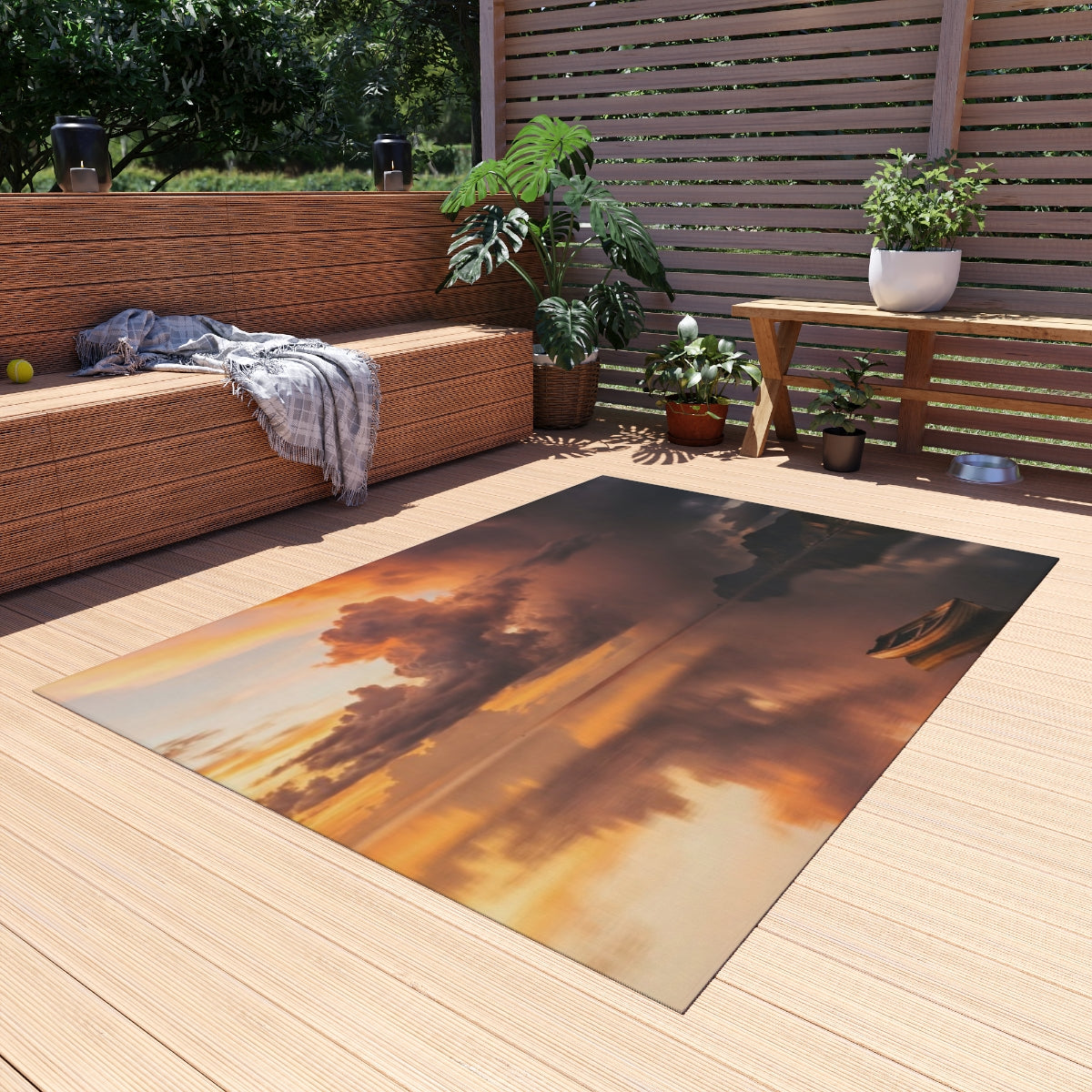 Outdoor Rug - Sunset Storm Horizon Patio Accent | Echovira...