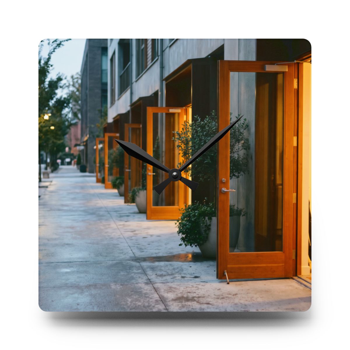 Acrylic Wall Clock - Modern Urban Evening | Echovira Gallery