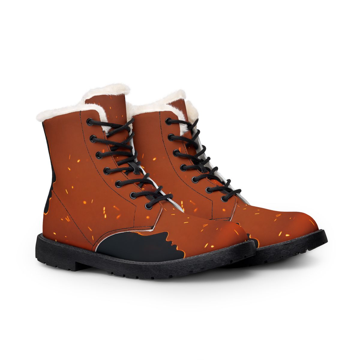 Botas de mujer con arte de siluetas de amantes