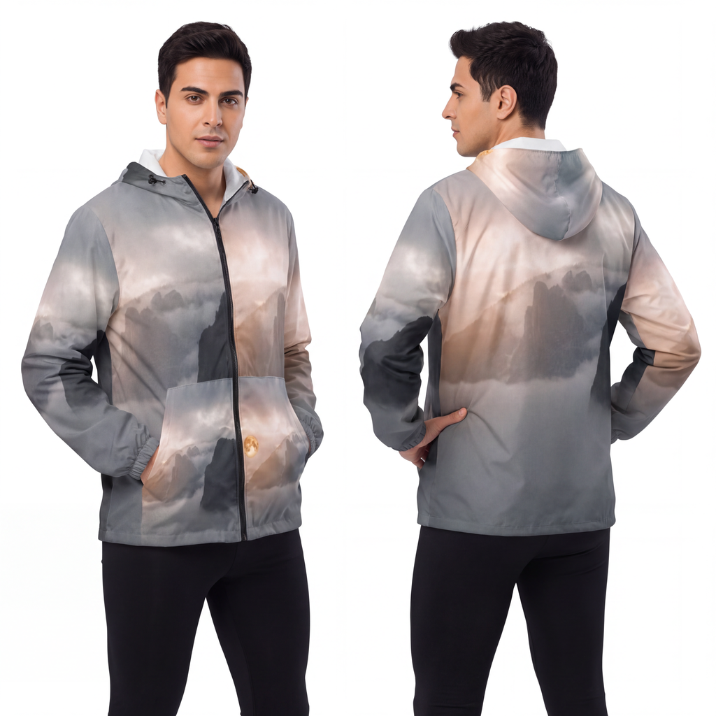 Men's Windbreaker Jacket - Alpine Fog | Echovira Gallery