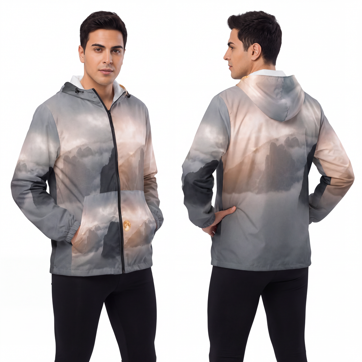 Men's Windbreaker Jacket - Alpine Fog | Echovira Gallery